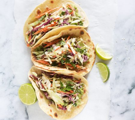Thai Chicken Tacos with Asian Slaw